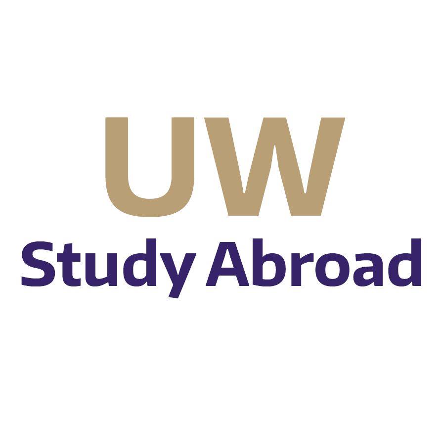 UW in gold and Study Abroad in purple