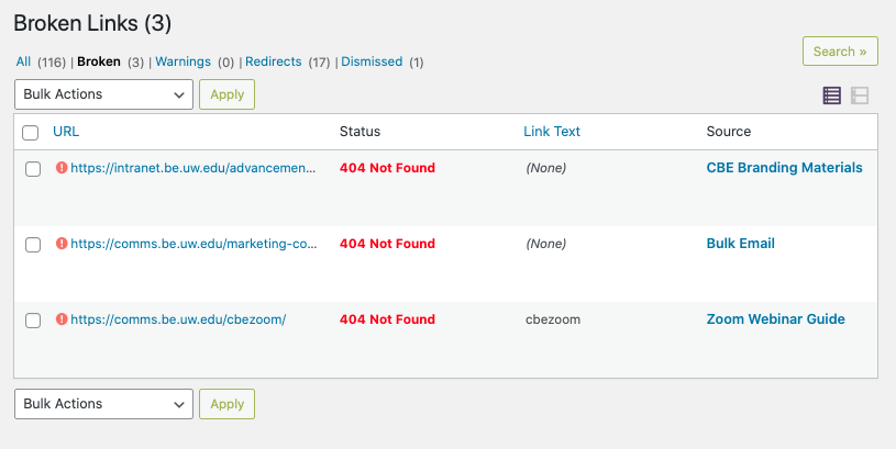 broken link checker report