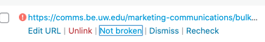 dismissing a broken link to mark it resolved