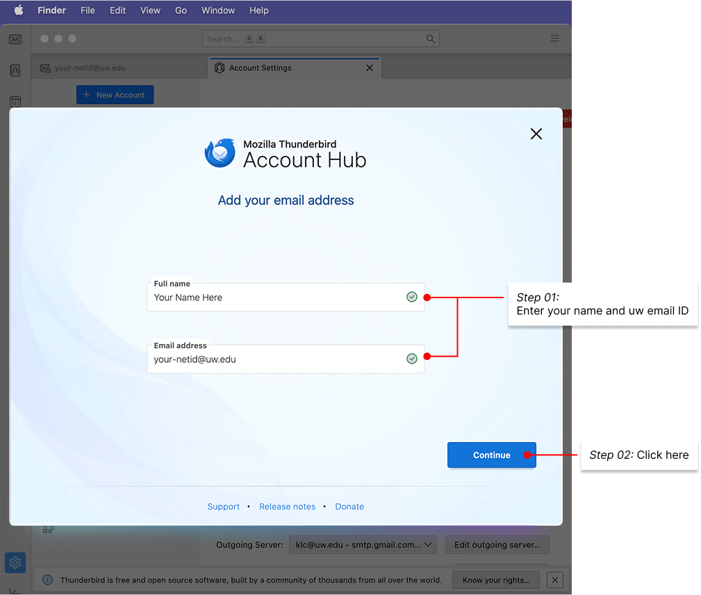 add second email account through Account Hub