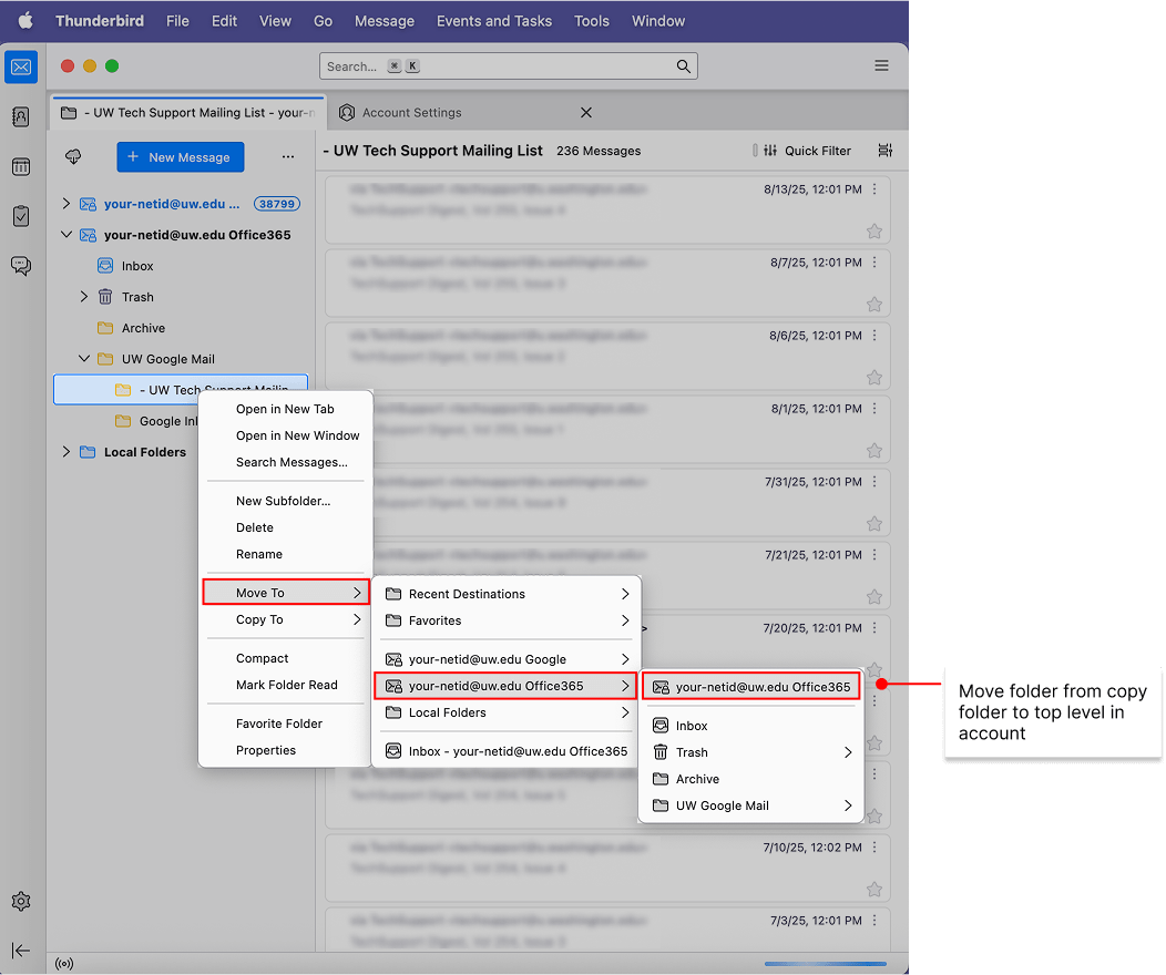 Move folder from copy folder to top level in account