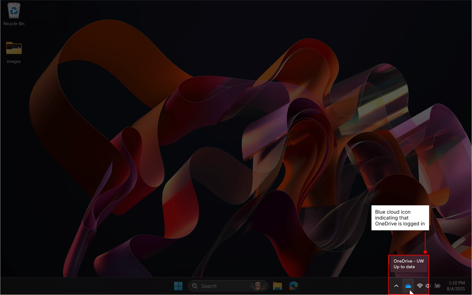Indicating OneDrive being logged in.