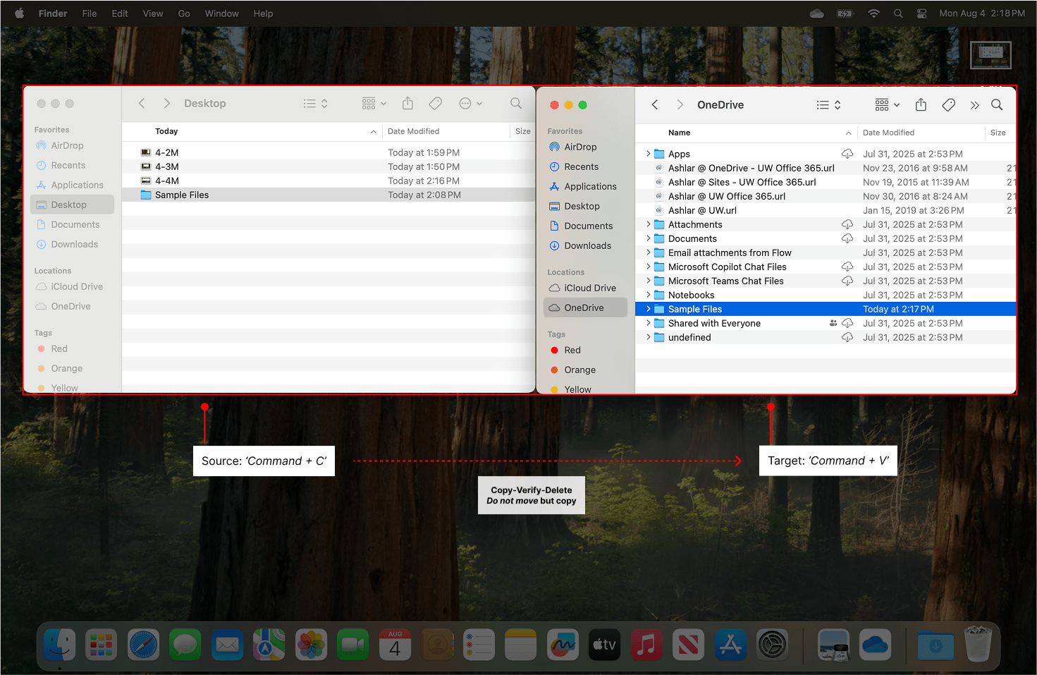 Indicating how to file copy.