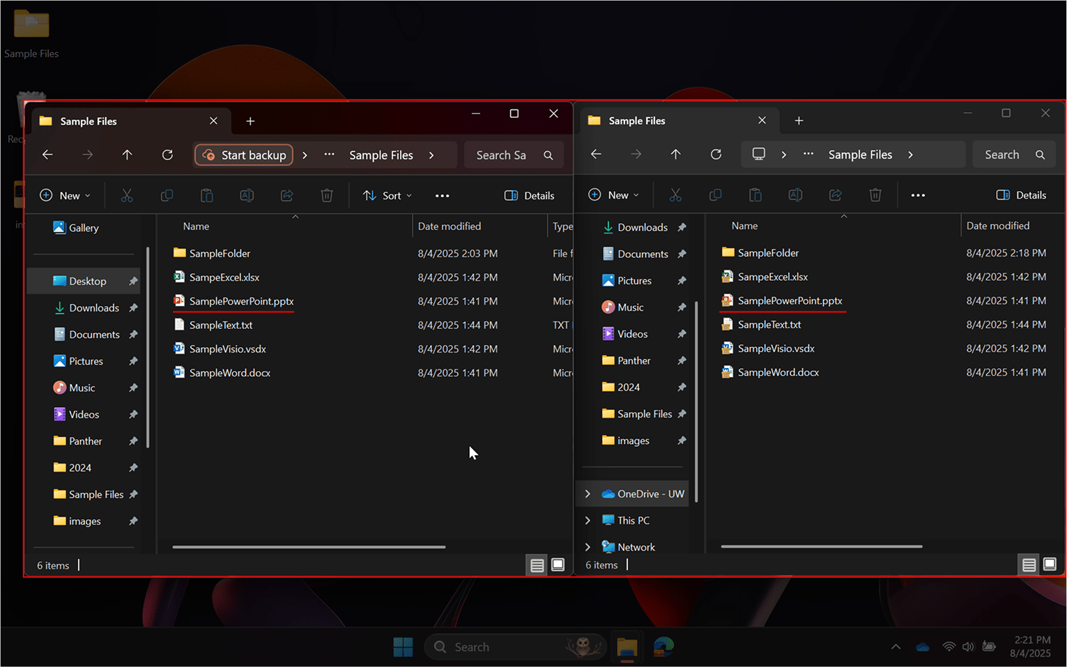 Indicating that the source and target now show the same files.