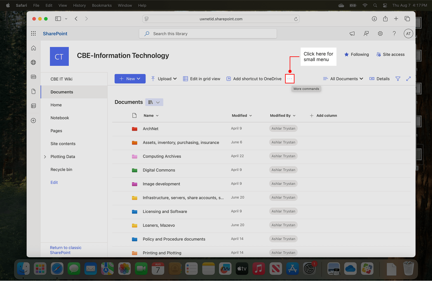 Three-dots menu for sync