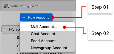 New account button – add second email account