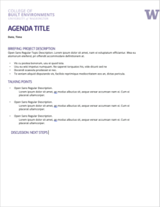 Screenshot of agenda